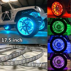 4x RGB Double Row 17.5 LED Wheel Lights 4Rings For Truck Bluetooth Control IP68