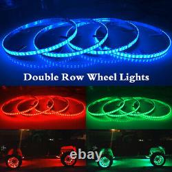 4x RGB Double Row 17.5 LED Wheel Lights 4Rings For Truck Bluetooth Control IP68