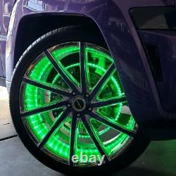 4x RGB Double Row 17.5 LED Wheel Lights 4Rings For Truck Bluetooth Control IP68