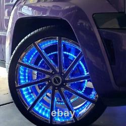 4x RGB Double Row 17.5 LED Wheel Lights 4Rings For Truck Bluetooth Control IP68