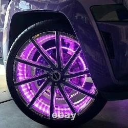 4x RGB Double Row 17.5 LED Wheel Lights 4Rings For Truck Bluetooth Control IP68