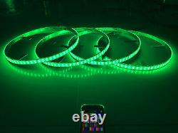 4x RGB Double Row 17.5 LED Wheel Lights 4Rings For Truck Bluetooth Control IP68