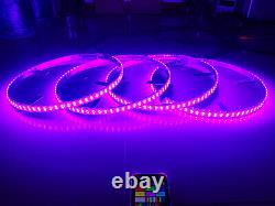 4x RGB Double Row 17.5 LED Wheel Lights 4Rings For Truck Bluetooth Control IP68