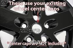 5 BLACK 2007-2018 Jeep Wrangler 17 Wheel Skins Hub Caps Bolt On Full Rim Covers