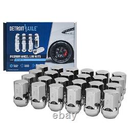 5-Lug Front Rear Drillled Rotors Brake Pads with24pc Lug Nuts for 2012-18 Ram 1500