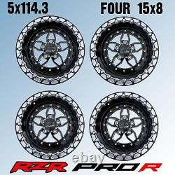 5x114.3 50 Caliber Racing 501 Beadlock Wheels 15x8 5/3 Polaris RZR Turbo R PRO R