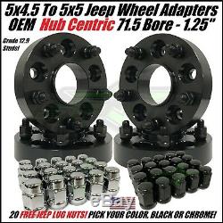 5x4.5 To 5x5 Wheel Adapters Hub Centric 1.25 Inch Adapt Jk Wheel On Tj Yj + Lugs