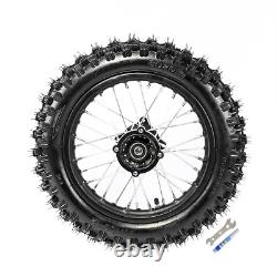 60/100-14 Front + Rear 80/100-12 Wheel Tires Rim for SSR Pit Bike KLX110 KX65