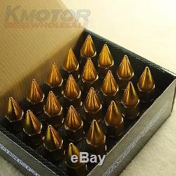 60mm Gold 20PCS M12X1.5 Cap Spiked Extended Tuner Aluminum Wheels Rims Lug Nuts