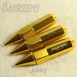 60mm Gold 20PCS M12X1.5 Cap Spiked Extended Tuner Aluminum Wheels Rims Lug Nuts