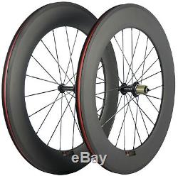 700C 88mm Clincher Carbon Fiber Wheels Bike Wheels Front & Rear Road Wheelset