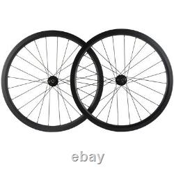 700C Disc Brake Wheelset 38mm Front+Rear Carbon Wheels Road Bicycle QR/THRU AXLE