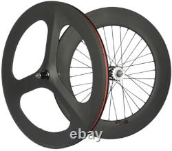 700C Front 70mm Tri Spoke Rear 88mm Fixed Gear Carbon Wheelset Track Bike Wheels