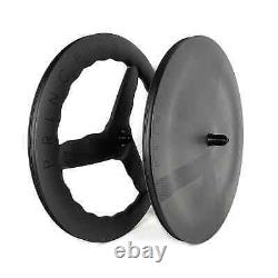 700C Road or Track Bicycle Wheels Carbon Front Wave 3 Spokes Rear Disc Wheelset