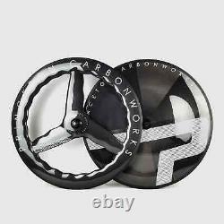 700C Road or Track Bicycle Wheels Carbon Front Wave 3 Spokes Rear Disc Wheelset