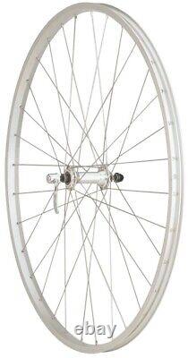 700c Silver Single Walled Freewheel Rim Brake Clincher Wheels Wheelset