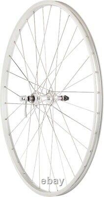 700c Silver Single Walled Freewheel Rim Brake Clincher Wheels Wheelset