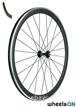 700c wheelsON Road Racing Bike Front Rear Wheels Set 8/9/10 Speed QR Black 40mm