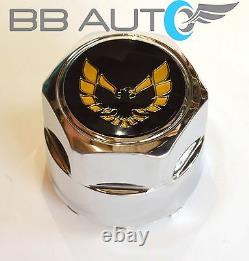 77-81 Firebird Trans Am Snowflake Aluminum Wheel Center Caps Lug Nuts Gold Bird