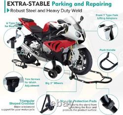 850LB Motorcycle Stand Front & Rear Wheel Lift Adjustable & Durable
