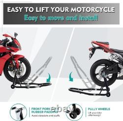 850LB Motorcycle Stand Front & Rear Wheel Lift Adjustable & Durable