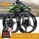 Arashi Glossy Black Front Rear Wheels Rims For Kawasaki Ninja 500 Z500 2024 2025