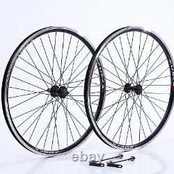 Bicycle Wheels Front and Rear Aluminum Metal 26in Silver Black Series 36H