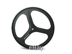Black Matte 700c Tri Spoke Fixed Gear Single Speed Bike Front Rear Mag Wheel Set