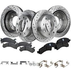 Brake Disc & Ceramic Pad Kit For 2003-2017 Express 2500 Front Rear Cross-drilled
