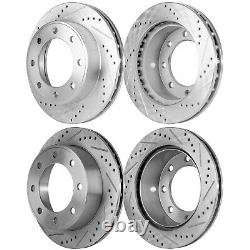 Brake Disc Set For 99-04 Ford F-250 Super Duty Front Rear Cross-drilled Slotted