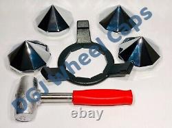 Bullet Knock-Off Spinner Caps, Wrench and Lead Hammer for Lowrider Wire Wheels