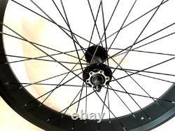 CDH 26x 4 Fat Tire Bike Rim Bicycle Wheel Set Heavy Duty 12 G Spoke Wheel Black
