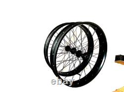 CDH 26x 4 Fat Tire Bike Rim Bicycle Wheel Set Heavy Duty 12 G Spoke Wheel Black