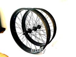 CDH 26x 4 Fat Tire Bike Rim Bicycle Wheel Set Heavy Duty 12 G Spoke Wheel Black