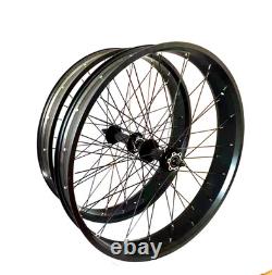 CDH 26x 4 Fat Tire Bike Rim Bicycle Wheel Set Heavy Duty 12 G Spoke Wheel Black