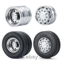 CNC Metal Alloy Front/Rear Wheel Hub Rim & Tires For 1/14 Tamiya RC Truck Car