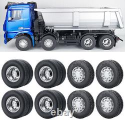 CNC Metal Alloy Front/Rear Wheel Hub Rim & Tires For 1/14 Tamiya RC Truck Car