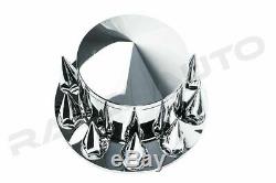 Chrome 22.5+24 Front+Rear Wheel Center Hub Cap 10 Lug Spike nut Axle System Ki