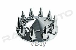 Chrome 22.5+24 Front+Rear Wheel Center Hub Cap 10 Lug Spike nut Axle System Ki