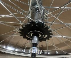 Chrome 26 S7 Wheelset Pair 36 Spoke w Whitewall Tires Hubs / Coaster Brake