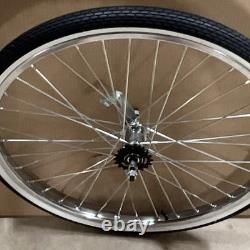 Chrome 26 S7 Wheelset Pair 36 Spoke w Whitewall Tires Hubs / Coaster Brake