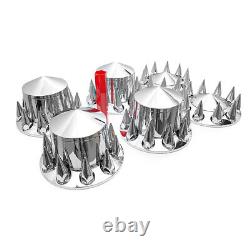 Chrome Front & Rear Axle Wheel Cover With33mm Spiked Lug Nut Covers for Semi Truck