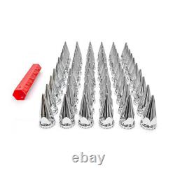 Chrome Front & Rear Axle Wheel Cover With33mm Spiked Lug Nut Covers for Semi Truck