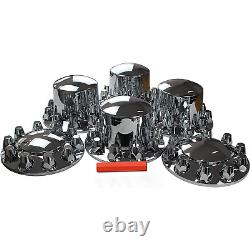 Chrome Hub Cover Front & Rear Axle Wheel Covers 33mm Lug Semi Truck Set of 6