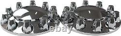 Chrome Hub Cover Front & Rear Axle Wheel Covers 33mm Lug Semi Truck Set of 6
