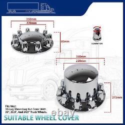Chrome Hub Cover Kit 33mm Lug Nuts Front & Rear Semi Truck Wheel Axle Covers