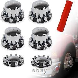 Chrome Hub Cover Kit 33mm Lug Nuts Front & Rear Semi Truck Wheel Axle Covers