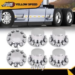 Chrome Hub Cover Semi Truck Wheel Axle Cover Kit 33mm Lug Front & Rear Complete