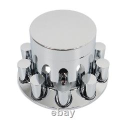 Chrome Hub Cover Semi Truck Wheel Axle Covers Kit 33mm Nut Front & Rear Complete