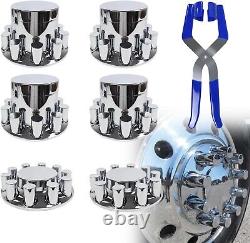 Chrome Hub Cover Semi Truck Wheel For Axle Cover 33mm Lug Front & Rear Complete